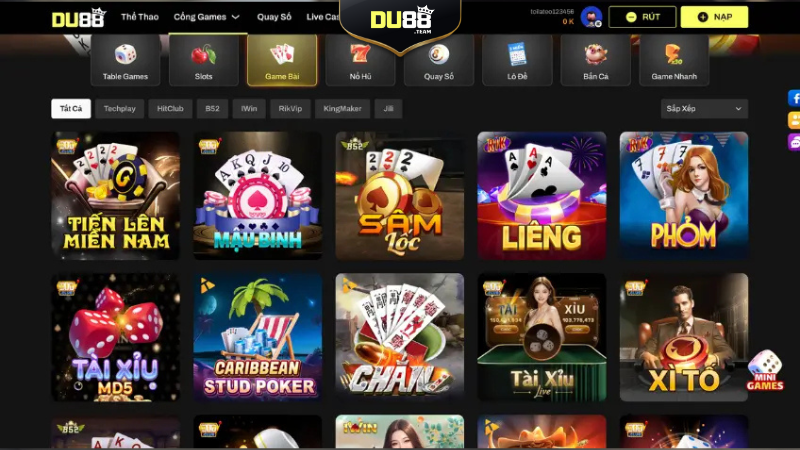 Các tựa game ăn khách nhất tại Game bài Du88