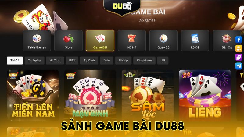 Sảnh game bài với nhiều trò chơi hấp dẫn, đình đám